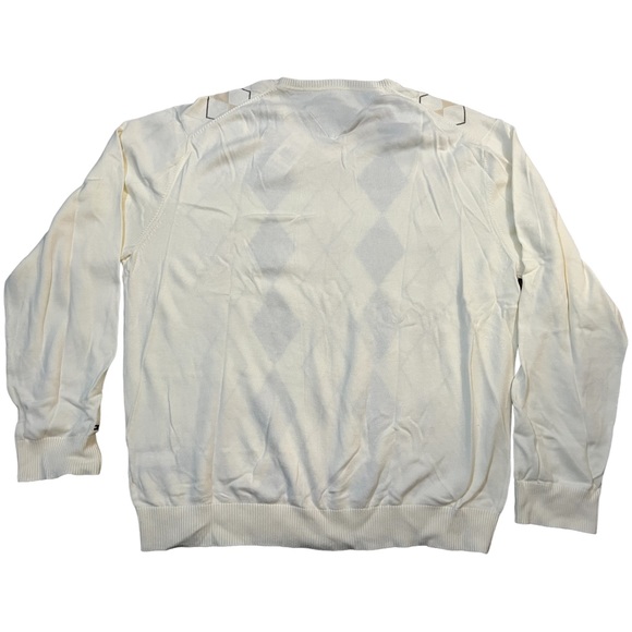 Tommy Hilfiger Men’s Cotton V-Neck Sweater Cream Preppy Argyle Academia XXL - Picture 3 of 6